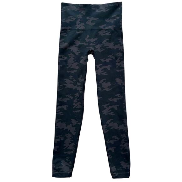 SPANX Camo Leggings Black Brown Large Wide Waistband High Rise 26" Inseam MINT - Picture 6 of 10
